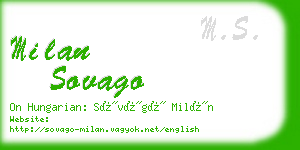 milan sovago business card